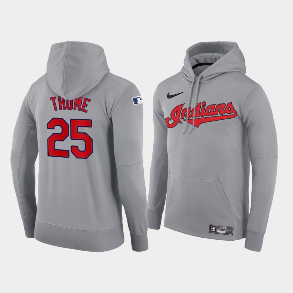 Men Cleveland Indians #25 Thome gray road hoodie 2021 MLB Nike Jerseys